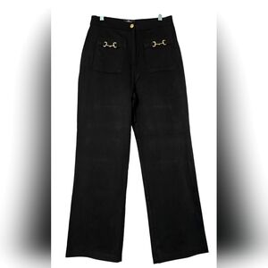 7 ForAllMankind NWT Black Size 6 wide leg faux suede pant